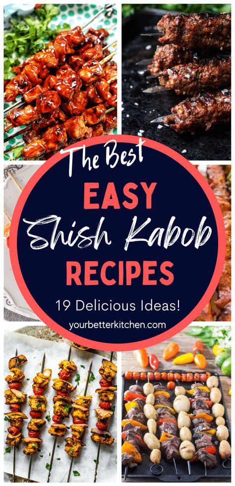 From Venison Kabobs to Greek Chicken Kebab Bowls, you'll love this curated list of 19 Shish Kabob Recipes. Save this list now! Kebob Recipe, Venison Kabobs, Chicken Kabab Recipe, Shishkabobs Recipe, Chicken Kabab, Sausage Kabobs, Group Recipes, Grilled Kabob Recipes, Shish Kabob