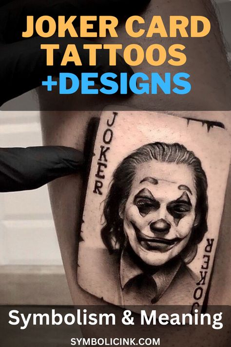 Joker Card Tattoo Meaning: Symbolism Tato Joker, Tato Geisha, Joker Face Tattoo, Joker Card Tattoo, Tato 3d, Small Wave Tattoo, Joker Tattoo Design, Card Tattoo Designs, Petit Tattoo