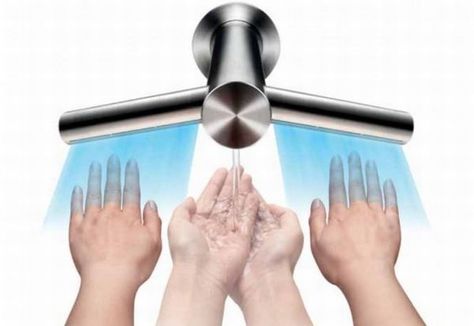 Dyson’s Airblade Tap combines hand dryer with the faucet. Price: £1,000 Dyson Hand Dryer, Dyson Airblade, Toilet Cubicle, Smart Faucet, Hand Dryer, Wall Mounted Taps, Hand Dryers, Shower Seats, Towel Dispenser