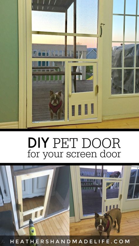 DIY pet door in our screen door {Heather's Handmade Life} Diy Dog Door, Pet Screen Door, Diy Screen Door, Sliding Screen Doors, Big Doors, Pet Door, Casa Exterior, Dog Door, Diy Dog