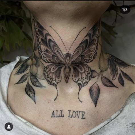 Flower Neck Tattoo, Front Neck Tattoo, Collarbone Tattoos, Full Neck Tattoos, Butterfly Neck Tattoo, Female Neck, Unique Butterfly Tattoos, Collarbone Tattoo, Foreign Celebrities