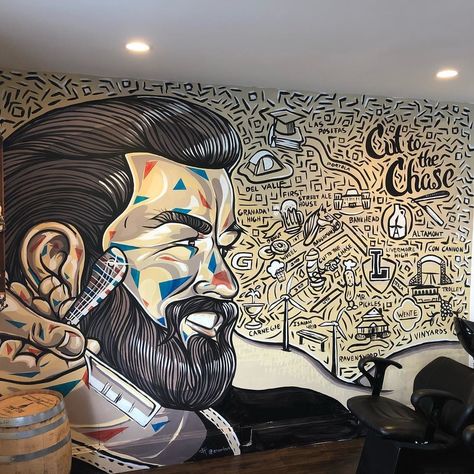 Barber Shop Mural, Barber Pictures, Modern Reception Desk Design, Barber Poster, Barber Art, Barber Shop Interior, Beauty Salon Interior Design, Beard Art, Barbershop Design