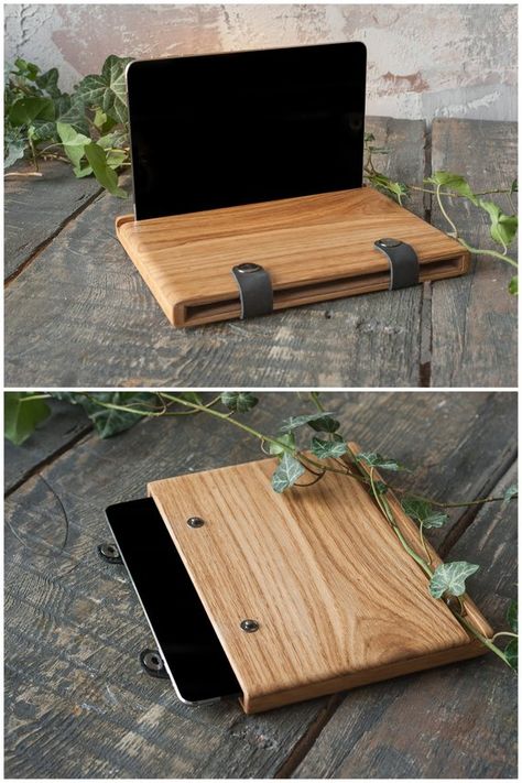 Diy Ipad Stand, Wooden Ipad Stand, Wood Objects, Ipad Pro Sleeve, Wood Watch Box, Mens Jewelry Box, Ipad Hacks, Wooden Bag, Watch Storage Box