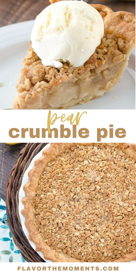 Pear Pie Filling, Pear Crumble Pie, Pear Filling, Pear Crumble Recipe, Easy Flaky Pie Crust, Apple Pear Pie, Recipe With Ginger, Pear Pie Recipe, Mini Pie Recipes