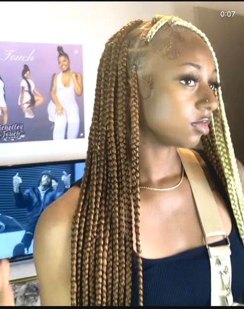 Color 30 And 613 Knotless Braids, Color 30 Knotless Braids Black Women, Colour 30 And 613 Braids, 27 Color Braids, Light Brown And Blonde Braids, Brown And Blonde Knotless, Knottles Braids, Brown And Blonde Knotless Braids, Asia Hairstyle