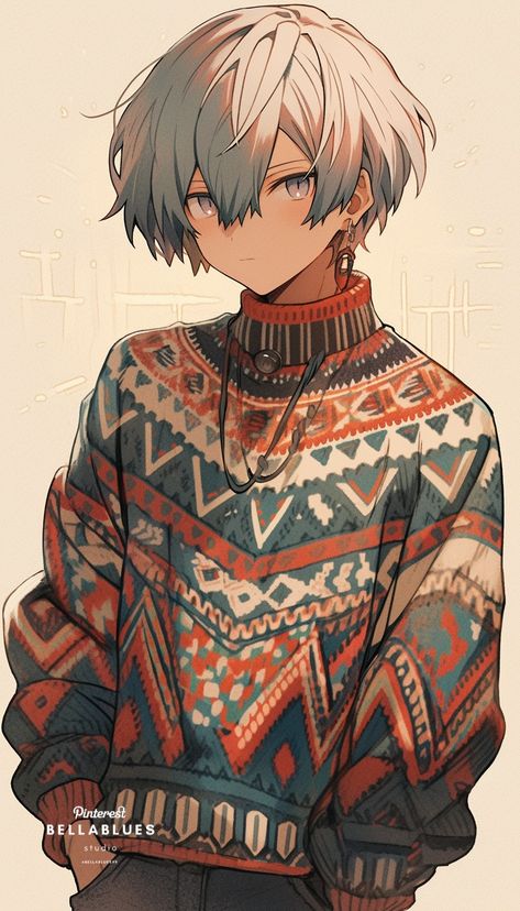 Anime Sweater Drawing, Sweater Illustration, Sweater Drawing, Fire Drawings, Fire Drawing, Life Matters, Anime Pic, Anime Fashion, Japanese Characters