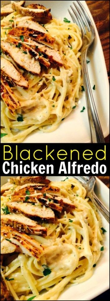 Blackened Chicken Alfredo, Resep Pasta, Chicken Alfredo Recipes, Blackened Chicken, Salad Pasta, Alfredo Recipe, Fettuccine Alfredo, Chicken Alfredo, Tikka Masala