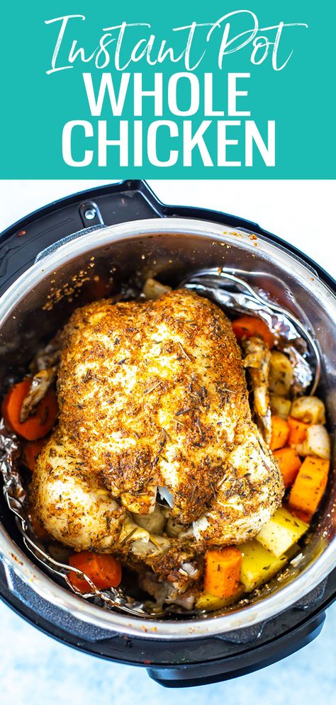 Pressure Cooker Whole Chicken, Instant Pot Rotisserie Chicken, Instant Pot Whole Chicken, Instapot Recipes Chicken, Whole Chicken Recipe, Cooking Whole Chicken, Chicken Cooking, Whole Chicken Recipes, Chicken Eating