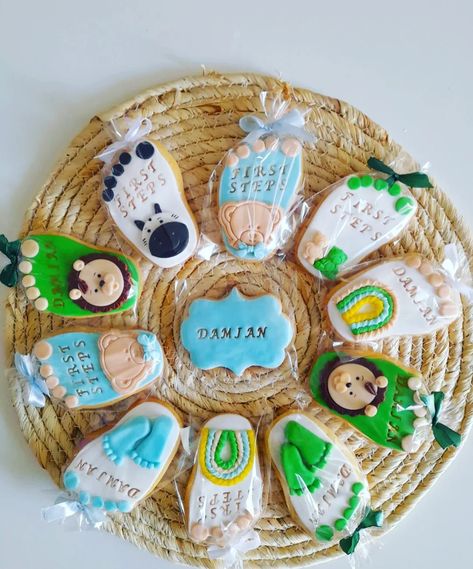 Cookies Art First Steps Cookies, First Step Cookies, Cookies Art, Baby Birthday Party Theme, Baby Birthday Party, Cookie Art, Baby Birthday, First Step, Birthday Party Themes