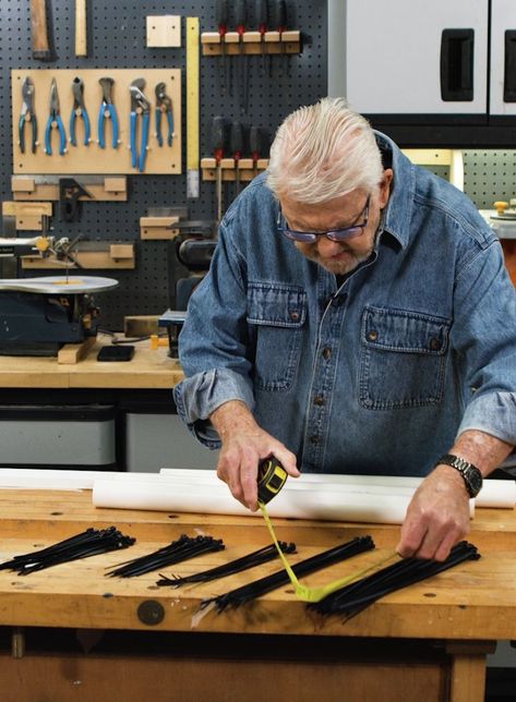 man standing in front of zip tie organizer Tie Storage, Tie Organization, Pvc Trim, Work Space Organization, Electric Company, Zip Ties, Space Savers, Storage Compartments, Original Designs