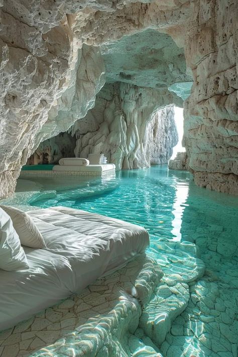 Pretty Vacation Spots, Mermaid House, Secret Rooms In Houses, Mermaid Cave, Water Room, Dream Bedroom Inspiration, Mermaid Cove, Dream Beach Houses, Dream Life House