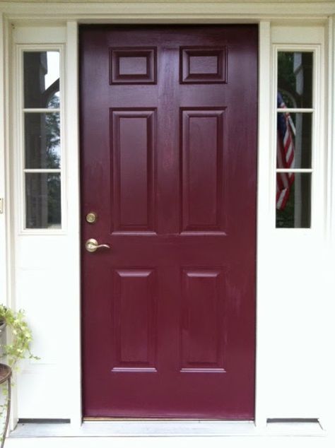 Burgundy Paint Colors, Easy Painting Projects, Exterior Door Colors, Burgundy Paint, Mulberry Color, I Want To Believe, Painted Front Doors, In My Dreams, House Hunters