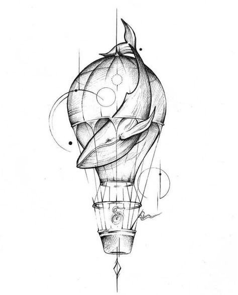 Hot Air Balloon Tattoo, Air Balloon Tattoo, Balloon Tattoo, Arte Doodle, Kunst Tattoos, Floral Tattoo Design, White Drawing, Tattoo Sketch, Desenho Tattoo