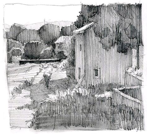 Ian Roberts, Cityscape Drawing, Landscape Pencil Drawings, Nature Sketch, Tree Sketches, Landscape Sketch, 수채화 그림, Landscape Designs, Pencil On Paper