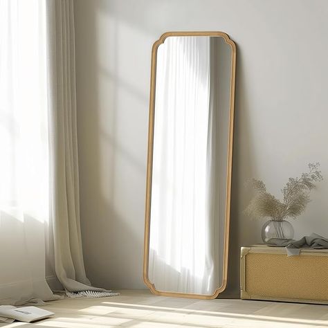 WallBeyond Full Length Mirror Wall Mounted 65"x22", Rustic Wooden Frame Floor Mirror, Large Full Body Mirror for Bedroom, Leaning or Hanging Against Wall (Naturl Solid Wood) Mirror For Bedroom, Full Length Mirror Wall, Leaner Mirror, Mirror Large, Full Body Mirror, Body Mirror, Shattered Glass, Length Mirror, Bedroom Mirror