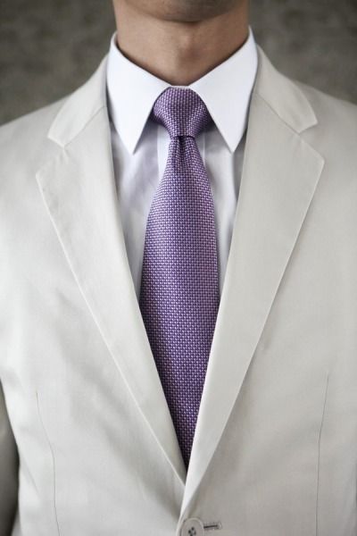 Men's beige suit with purple tie Wedding Colors Lavender, Spontaneous Wedding, Groomsmen Colours, Fall Ceremony, Tan Vest, Best Wedding Colors, Wedding Glam, Dark Suit, Groomsmen Outfits