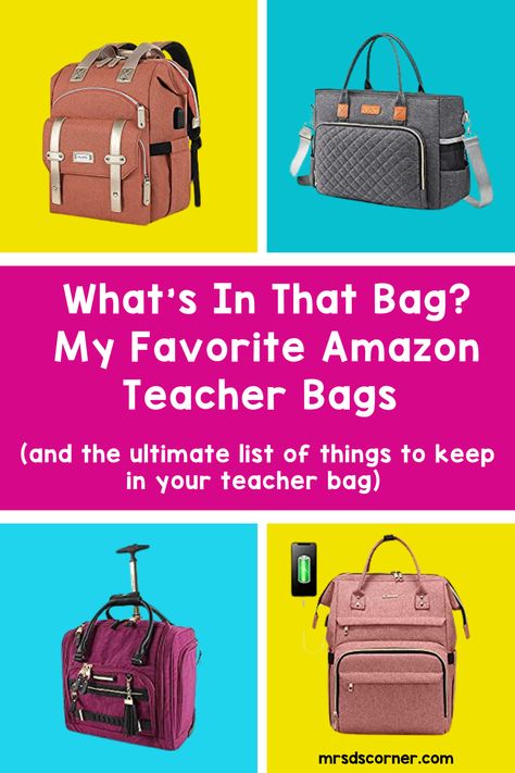 Are you looking for a new teacher bag? Whether it’s the beginning of the school year or maybe you’re looking to treat yourself this holiday season, here are my top 5 teacher bags and why I love each one. Whether you are looking for a bag to store your laptop in, take papers home to grade or you are looking for a tote to help you carry ALL THE THINGS, we have a bag for everyone on this list. Plus, you’ll find a list of my must have things to keep in my teacher bag. Best Teacher Bags, Professional Development Books, First Year Teacher, Elementary Special Education, Organization Classroom, Special Ed Teacher, Amazon Wish List, Special Education Elementary, Teacher Bag