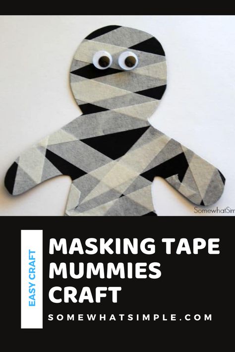 Masking tape mummies are a fun craft for kids to make. They're really easy to make and the kids have so much fun doing it. It's perfect for a school party, a Halloween party or just a fun craft to do in the afternoon. Kids Pasta, Mummy Crafts, Hallowen Ideas, October Crafts, Carte Halloween, Halloween Preschool, Halloween Mummy, Daycare Crafts, Crafts Kids