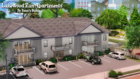 Lakewood Run Apartments | Patreon Sims 4 Rental, The Sims 4 Lots, Dave & Busters, Furnished Apartment, Sims 4 Build, Two Bedroom Apartments, Modern Farmhouse Style, Move In, The Sims 4