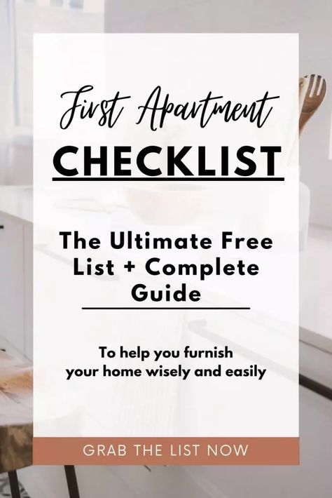 The Ultimate First Apartment Checklist for Essential Shopping! - ArtVenturerMom New Home Checklist Essentials, Building Binder, Apartment Essentials Checklist, New Apartment Checklist, Under Bed Organization, Home Organization Tips, Sleek Coffee Table, New Home Checklist, First Apartment Checklist