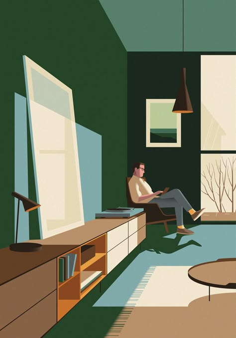 Desain Buklet, Mid Century Illustration, Tenth Anniversary, 광고 디자인, Interior Illustration, Basque Country, Simple Illustration, 10th Anniversary, Flat Illustration