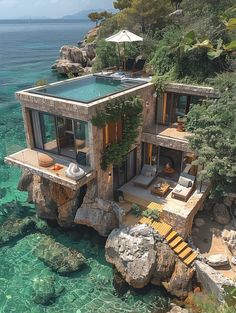 Crazy Architecture, Cliffside House, House Outer Design, Cottage Retreat, Dream Mansion, Dream Beach Houses, Sea House, Casa Vintage, Modern Tiny House