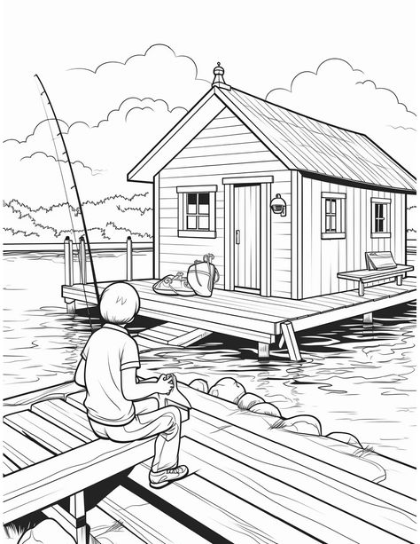 Fishing Coloring Pages: Free Fish Printable Images | Skip To My Lou House Coloring Pages Free Printable, Party Coloring Pages, House Coloring Pages, House Colouring Pages, Rainbow Canvas, Coloring Pages Free Printable, Printable Images, Wood Burning Art, Coloring Pages For Girls