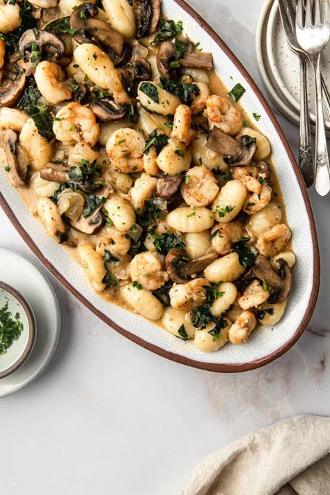 Dairy Free Gnocchi Recipes, Shrimp Gnocchi, Coconut Milk Shrimp, Shrimp Stuffed Mushrooms, How To Cook Gnocchi, Gnocchi Recipes, Fish Dinner, Allergy Free Recipes, Healthy Eating Recipes