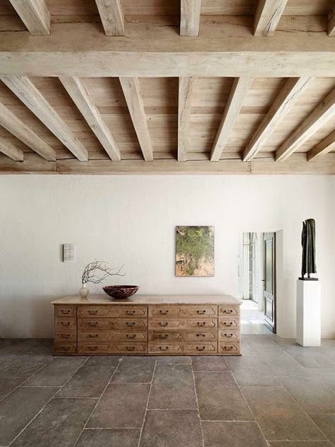 Axel Vervoordt Interiors, Kitchen Pots, Axel Vervoordt, Silk Design, Aqua Background, Timber Beams, Handmade Inspiration, Wooden Ceilings, Design Del Prodotto