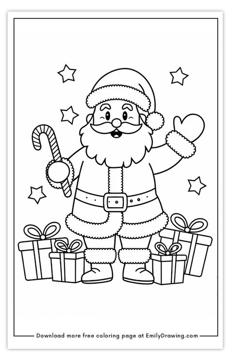 FREE Santas Festive Gift-Giving Cheer Coloring Page - FREE Printable Santa Claus Coloring Pages with PDF Files for Download and Printing! #santaclauscolroingpage #colroingpage #freeprintable Santa Clause Coloring Page, Santa Claus Printables Free, Santa Coloring Pages Free Printable, Easy Santa Drawing, Santa Claus Coloring Pages, Santa Drawing, Santa Claus Coloring, Santa Claus Drawing, Printable Santa Claus