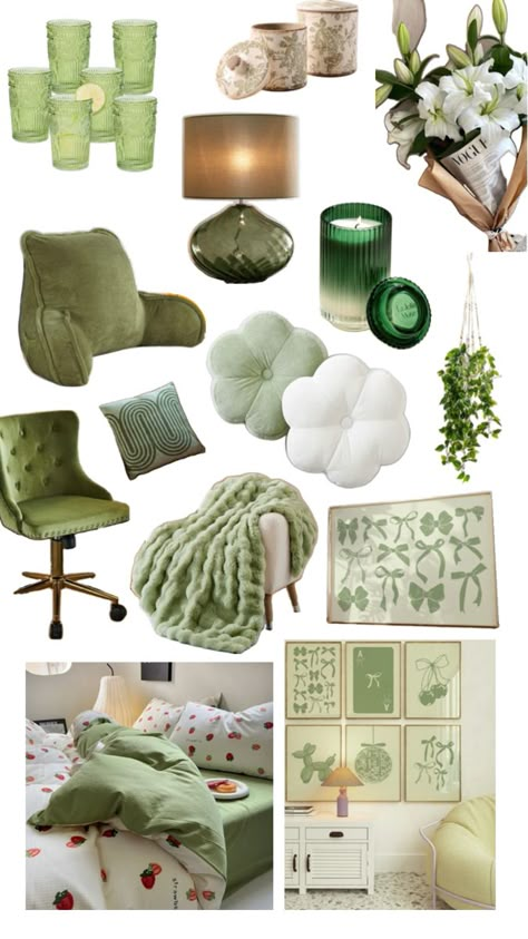 Light Green Room Ideas, Light Green Room, College Room Aesthetic, White And Silver Bedroom, Green Room Ideas Bedroom, Light Green Bedrooms, Light Pink Bedrooms, Mint Green Bedroom, Green Room Ideas