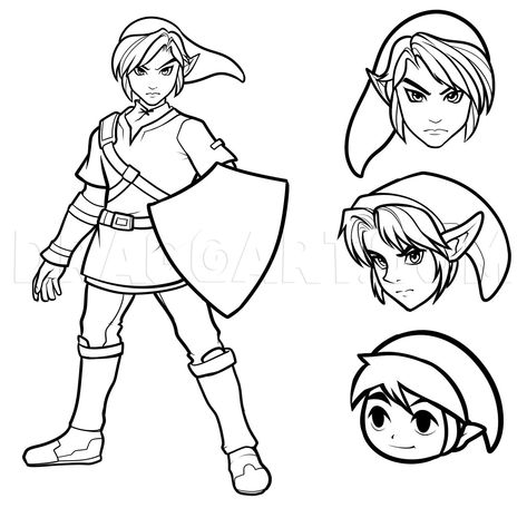 How To Draw Link Easy, Step by Step, Drawing Guide, by Dawn | dragoart.com Link Drawing, Video Game Drawings, Zelda Drawing, Drawing Sheet, Princess Drawings, Link Zelda, Drawing Games, Small Drawings, Tattoo Art Drawings