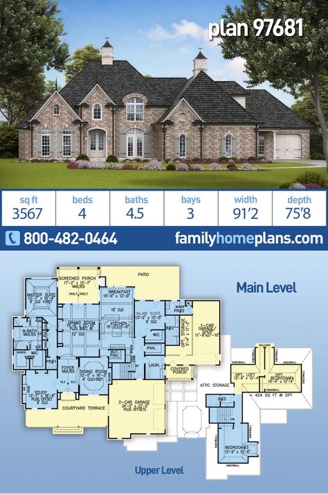 Tudor Style House Plan With In-Law Suite House Plans With In Law Suite One Story, Tudor Style House, Inlaw Suite, In-law Apartment, European House Plans, Tudor Style Homes, Floor Plan Layout, European House, 3 Car Garage