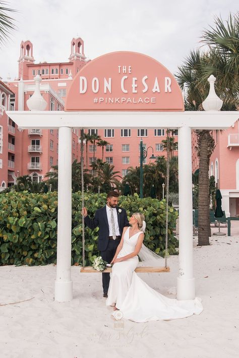 St. Pete Sunset Elopement, St. Pete Wedding Photography| Pass a Grille Beach | Ariel & Jordan Vinoy St Pete Wedding, Night Beach Weddings, Beach Setting, Beautiful Beach Sunset, St Pete Wedding, Sunset Elopement, Pink Palace, St Pete Beach, Intimate Elopement