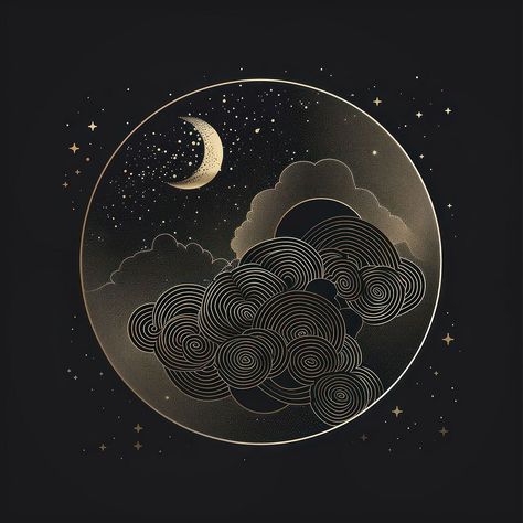 Surreal aesthetic cloud logo astronomy outdoors universe. | free image by rawpixel.com / chu_chutima Surreal Aesthetic, Universe Logo, Cloud Aesthetic, Cloud Logo, Moon Clouds, Logo Illustration, Moon Art, Gold Logo, Astrology Signs