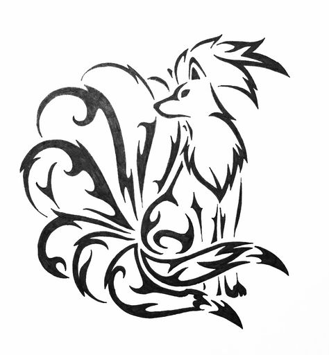 Ninetales Fox Tattoo Design, Baby Animal Drawings, Naruto Tattoo, Calligraphy Drawing, Pokemon Tattoo, Fox Tattoo, Pokemon Coloring Pages, Pokemon Coloring, Diy Tattoo