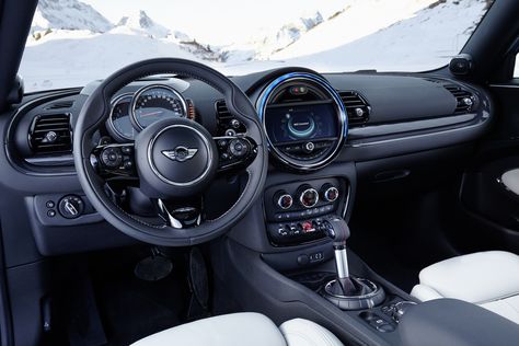 Mini Cooper S Clubman ALL4 interior with 8-speed Steptronic transmission. Mini Cooper Interior, Mini Cooper Custom, New Mini Cooper, Mini Cooper Paceman, Mini Cooper Clubman, Luxury Car Interior, Mini Coopers, Bmw Mini, Mini Clubman