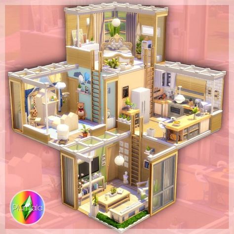 Dollhouse Sims 4, Sims Basegame House, Sims 4 Builds Basegame, Basegame House Sims 4, Sims 4 Dollhouse, Sims Interior, Sims Houses, Sims Free Play, Sims Builds