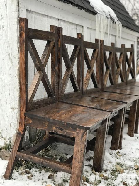 How To Build A Farmhouse Table, Kitchen Chairs Diy, Dining Room Chairs Diy, Build A Farmhouse, Farmhouse Accent Chair, Farmhouse Chair, Dining Chairs Diy, Modern Farmhouse Furniture, Diy Dining Room Table