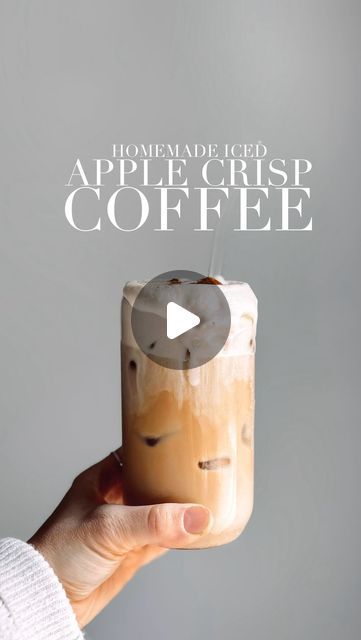 Jenna Rydelek on Instagram: "Homemade Iced Apple Crisp Coffee☕️  Who needs Starbucks apple crisp macchiato when you can make your own apple crisp coffee and enjoy a healthier option?  No oils, gums or artificial flavors in sight! Try it and thank me later 🫶🏻  RECIPES BELOW   🍎Apple Crisp Syrup 👇🏻  * 1 cup water * 1 cup brown sugar * 2 apples * 1/2 tsp cinnamon * 1/4 tsp ground clove Bring to a boil and let simmer for 20 minutes  Strain the syrup and let sit till completely cool   🍎Apple Crisp Cold Foam  * 2 tbsp Heavy whipping cream * 1 tbsp Apple Crisp Syrup  Blend for 20 seconds    🍎Apple Crisp Coffee * Apple crisp syrup * Milk * Coffee * Apple crisp cold foam * Top with cinnamon   Syrup bottle linked in my bio under ✨Amazon ✨  #applecrispmacchiato #applecrisp #applepicking #apple Apple Crisp Iced Coffee Recipe, Apple Crisp Cold Brew, Apple Crisp Syrup, Starbucks Apple Crisp Macchiato, Apple Crisp Coffee, Apple Crisp Macchiato, Chai Latte Recipe, Coffee Apple, Cinnamon Syrup