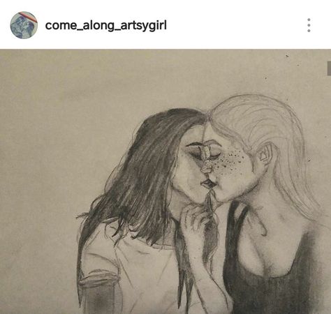 Art Instagram Account, Kissing Drawing, Paint Inspo, Drawing Ideas List, Random Crafts, Lesbian Art, Lgbt Art, Funny Drawings, Couple Drawings