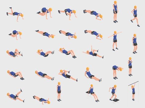 30 Exercise Animations looped Bundle Woman by Daniel Mikulik on Dribbble Exercise Animation, Pixel Art Landscape, Workout Body, Full Workout, Strengthen Core, Animation Reference, Gym Workout Videos, Design Jobs, Body Love