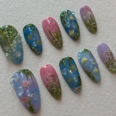 Monet Nails, Corset Nails, Art Deco Nails, Romantic Nails, Claw Nails, Really Cute Nails, Pretty Gel Nails, Cute Gel Nails, Soft Nails