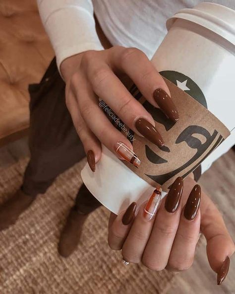 50+ Stunning Fall Nails You Need To Try! - Prada & Pearls Brown Acrylic Nails, Brown Nail, Simple Fall Nails, November Nails, Light Elegance, Fall Gel Nails, Cute Nails For Fall, Colorful Nails, Nails Colors