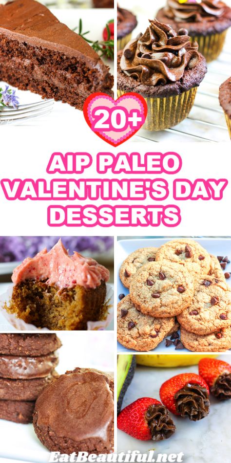 AIP Valentine's Day Desserts is a stunning collection of awesome "chocolate", strawberry and other luscious desserts well-suited to this loving holiday. | Eat Beautiful Recipes | aip | valentines day | desserts | dessert recipes | paleo | egg free | nut free || #aip #paleo #valentinesday #desserts #recipes Paleo Strawberry Muffins, Strawberry Muffins Healthy, Healthy Paleo Desserts, Gluten Free Valentines, Berry Cookies, Eat Beautiful, Aip Desserts, Healthy Honey, Paleo Recipes Dessert