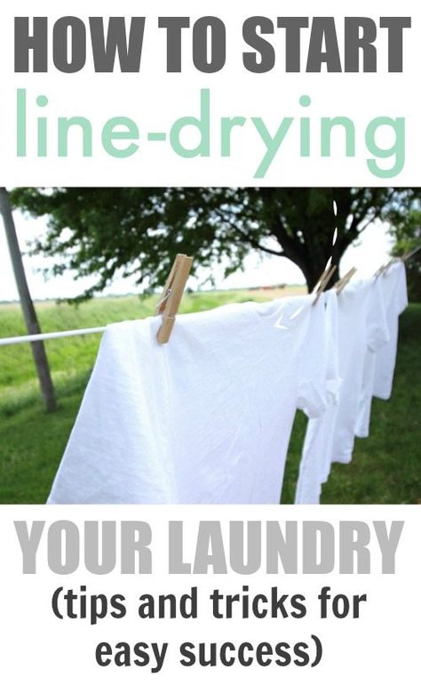 Awesome! I've been wanting to start drying my laundry on a clothesline to save money and energy. These tips and tricks make it a fun and rewarding experience that I actually enjoy! Make A Clothesline, How To Make A Clothes Line, Diy Clothes Line Outside, Drying Laundry Outside, Line Drying Clothes, Laundry Tips And Tricks, Homemade Shower Cleaner, Laundry Lines, Clothes Lines