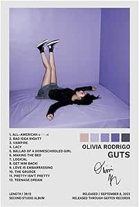 BAON Olivia Poster Rodrigo Guts Album Cover Posters Decorative Painting Canvas Wall Posters 12x18inch(30x45cm) Guts Album Cover, Olivia Poster, Posters For Room Aesthetic, Bedroom Decor Posters, Posters For Room, Painting Canvas Wall, Decor Posters, Life Quality, Music Album Cover