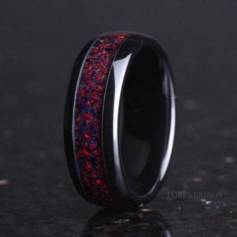 Black And Red Wedding Rings For Men, Ruby Male Wedding Ring, Black And Red Mens Wedding Band, Opal Mens Wedding Ring, Cool Men Wedding Band, Male Wedding Rings Black, Black And Red Wedding Rings, Unique Male Wedding Bands, Ruby Mens Wedding Band