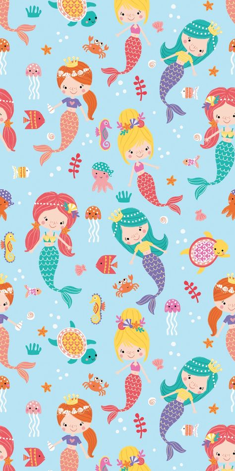 Mermaid Cartoon Wallpaper, Mermaid Background Wallpapers, Cute Mermaid Wallpaper, Mermaid Pattern Wallpaper, Mermaid Wallpaper Iphone, Wallpaper Mermaid, Marimekko Wallpaper, Mermaid Wallpaper Backgrounds, Summer Prints Wallpaper