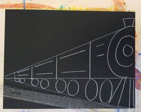 Polar Express Train Drawing, Christmas Art 4th Grade, Polar Express Drawing, Train Collage, Elementary Art Classroom, Art Classroom Management, Christmas Art For Kids, Holiday Art Projects, Winter Art Lesson